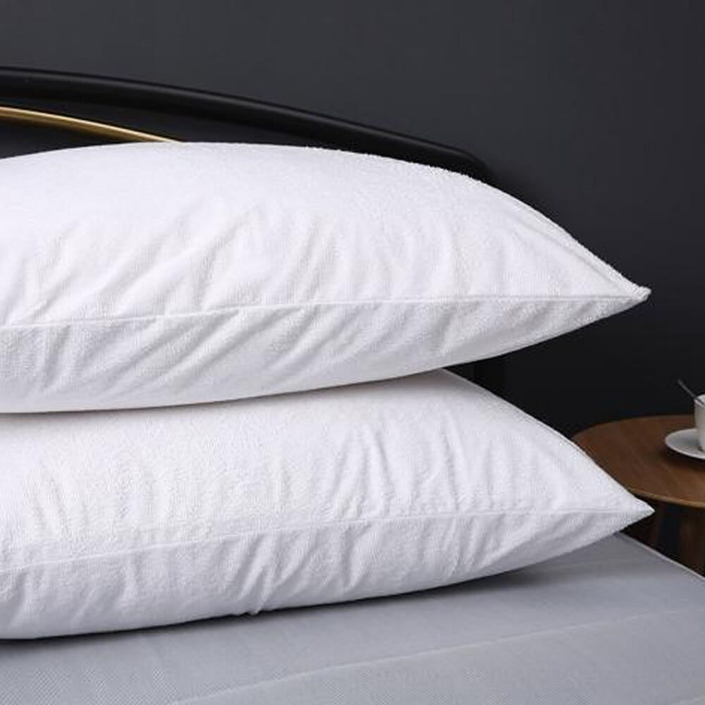 Terry Towelling Waterproof Pillowcase cushion on a seat or chair, demonstrating added comfort and pressure relief.