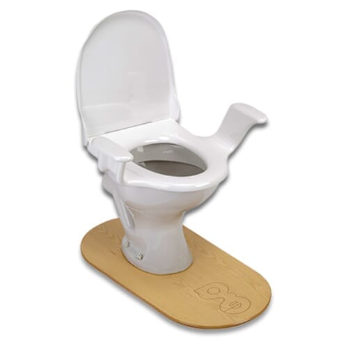 Close-up of a feature of The Nobi Toilet Seat with Arms.
