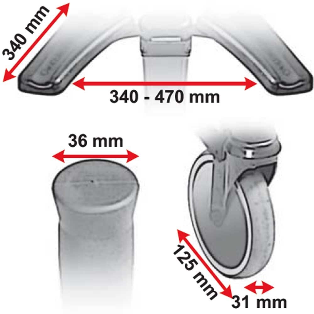 Close-up of a swivel castor on Topro Taurus Walker, emphasising the smooth-rolling wheel.