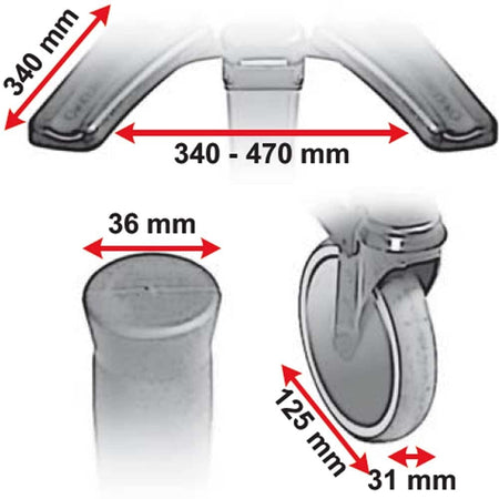 Close-up of a swivel castor on Topro Taurus Walker, emphasising the smooth-rolling wheel.