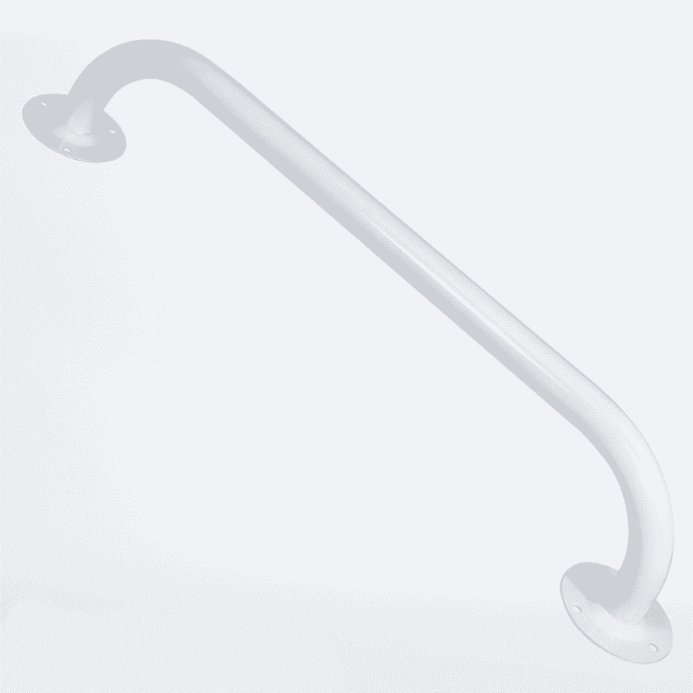 Full view of Tubular Steel Grab Rail grab rail with circular wall plates and a textured grip, designed to provide support in bathrooms and other areas.