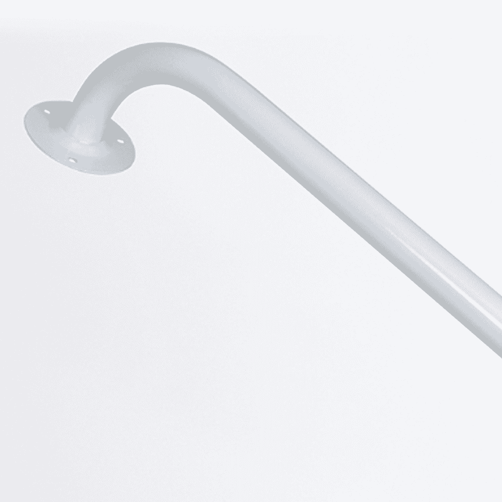 Close-up of a wall mounting plate on Tubular Steel Grab Rail grab rail showing screw holes for secure installation.