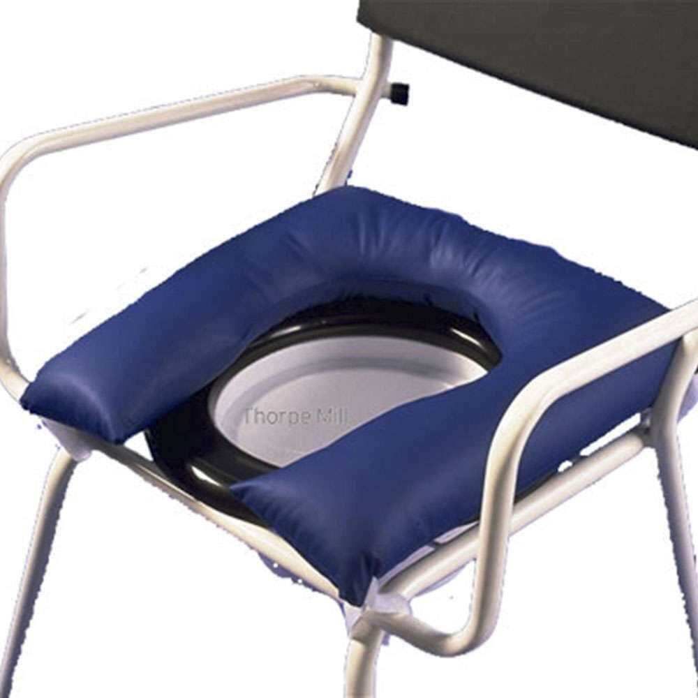 U Shaped Commode Cushion with lid closed, highlighting the padded seat and discreet design.