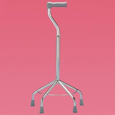 Close-up of the handle on Very Wide Base Quad Walking Stick walking stick, highlighting the ergonomic grip.