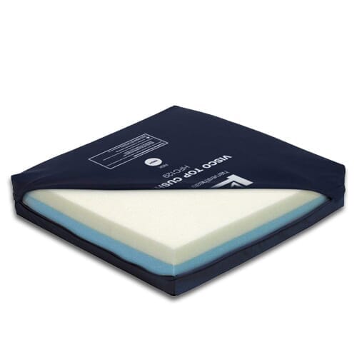 Full view of Visco Pressure Care Cushion-Large cushion on a plain background, showing its shape and supportive material.