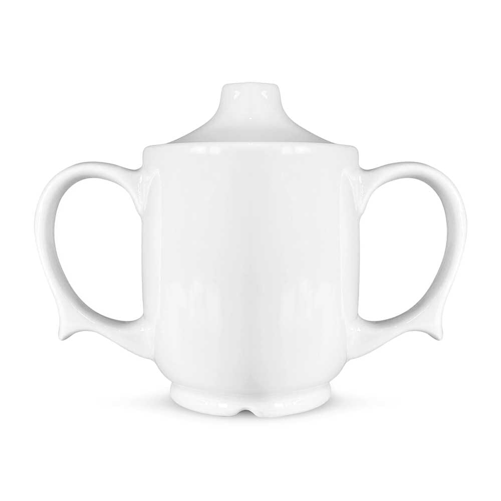 Diagram or packaging of Wade Dignity Two Handled Feeding Cup highlighting dimensions or features.