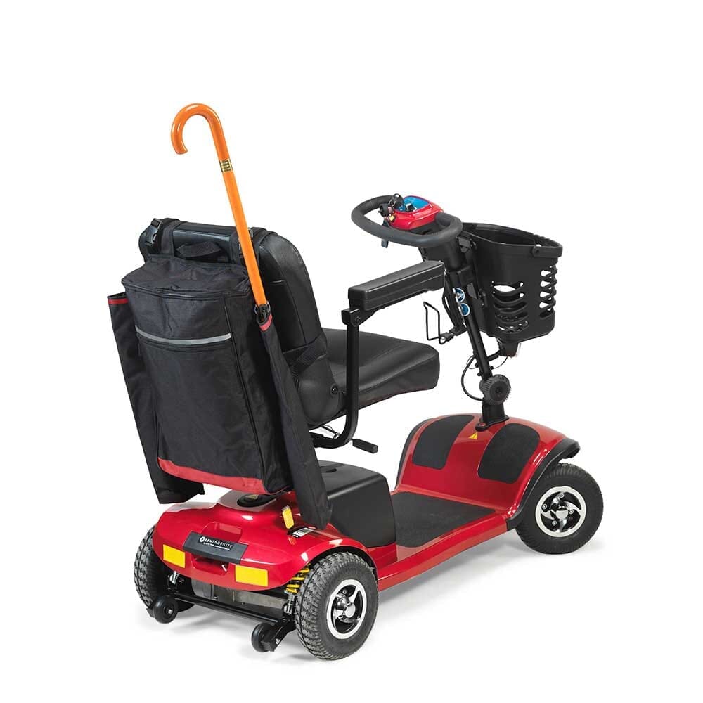 Wheelyscooter Wheelchair Scooter Crutch Bag: single elbow crutch on a plain background with an ergonomic handle, adjustable height and open cuff.