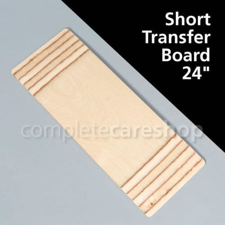 Full view of Wooden Transfer Board mobile hoist on a plain background, showing the wheeled base, upright mast and sling attachment.