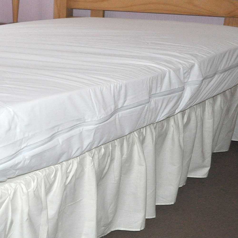 Close-up of the waterproof backing and stitching on Zipped Waterproof Mattress Protector mattress protector.