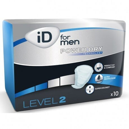 Image of iD For Men Level 2 Incontinence Pads on a plain background.