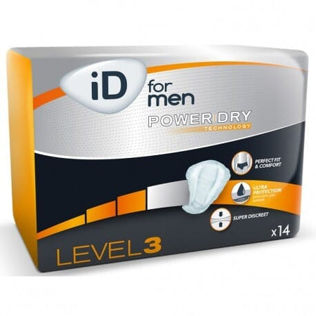 Image of iD For Men Level 3 Incontinence Pads on a plain background.